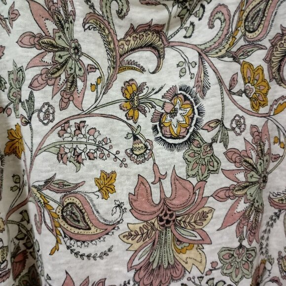 Rachel Zoe Womens Floral 100% Linen Blouse Top Size L Bohemia - Picture 4 of 8